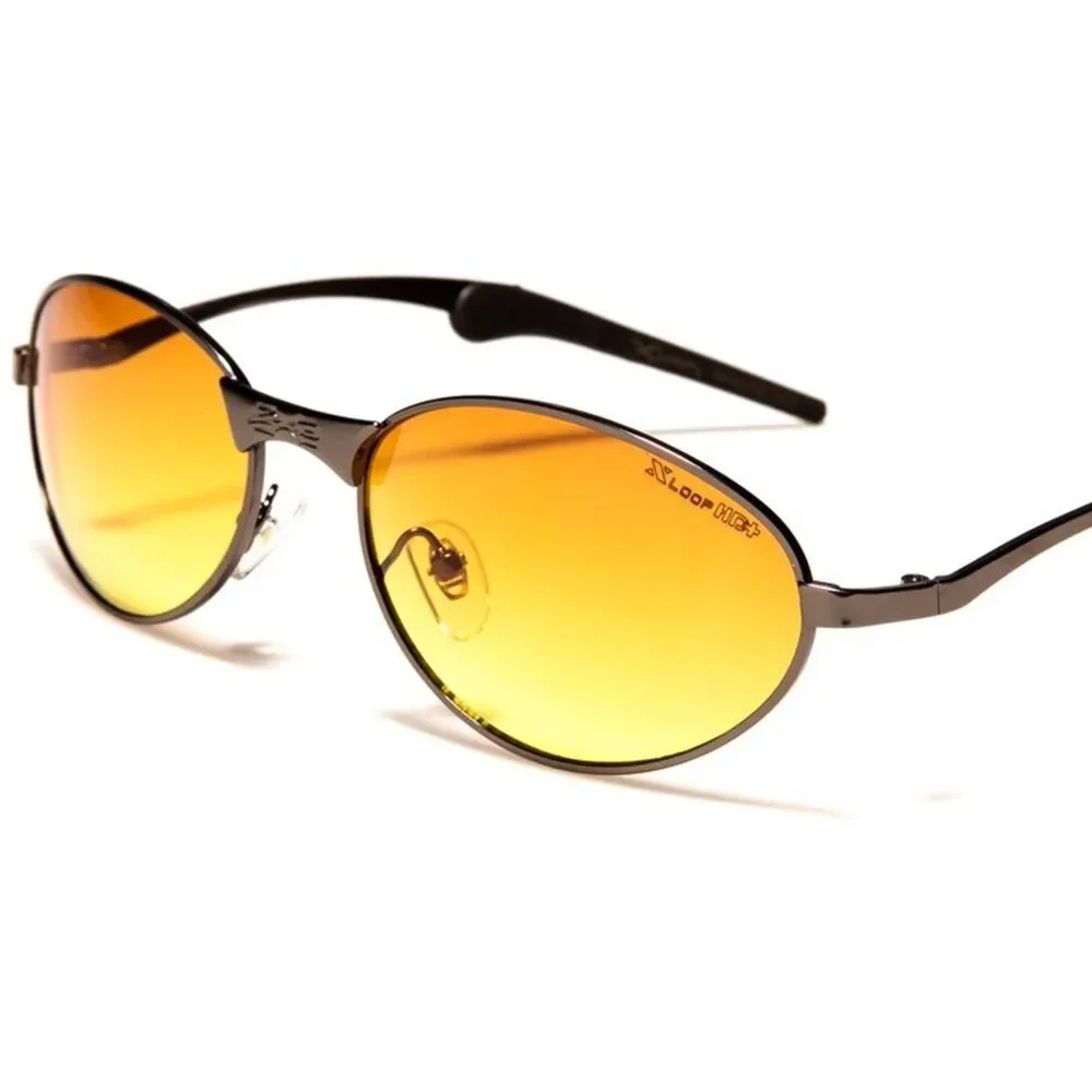 Brown High-Definition Lens Driving Brushed Gunmetal Stylish Oval Sunglasses